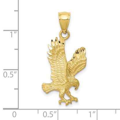 10K Yellow Gold 10K Satin Diamond-Cut Eagle Pendant