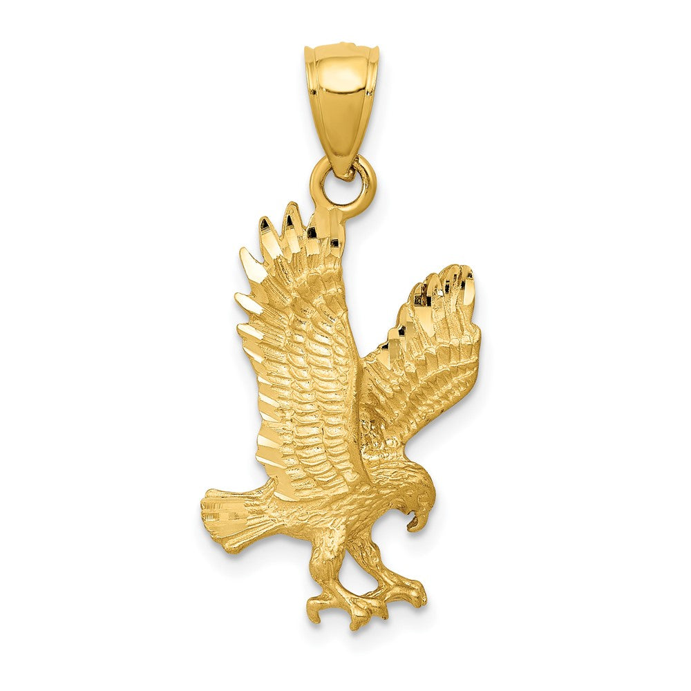 10K Yellow Gold 10K Satin Diamond-Cut Eagle Pendant