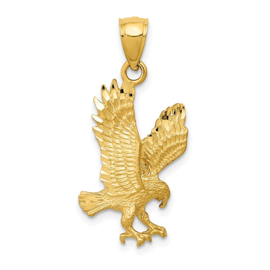10K Yellow Gold 10K Satin Diamond-Cut Eagle Pendant