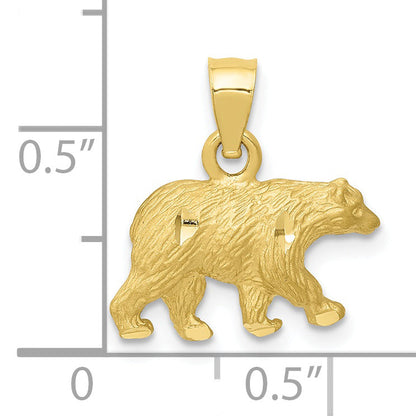 10K Yellow Gold 10K Diamond-Cut Bear Pendant