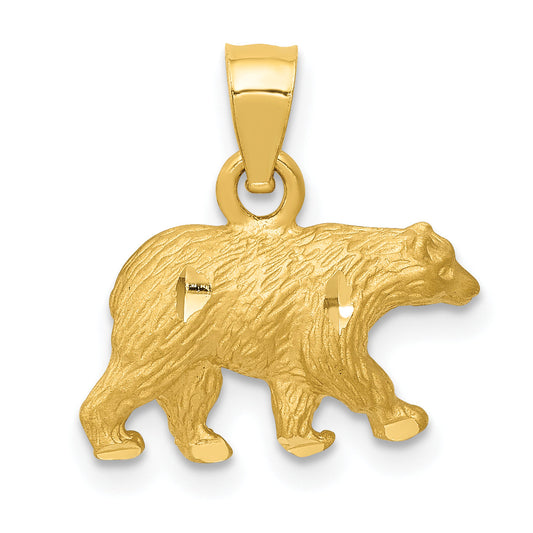 10K Yellow Gold 10K Diamond-Cut Bear Pendant