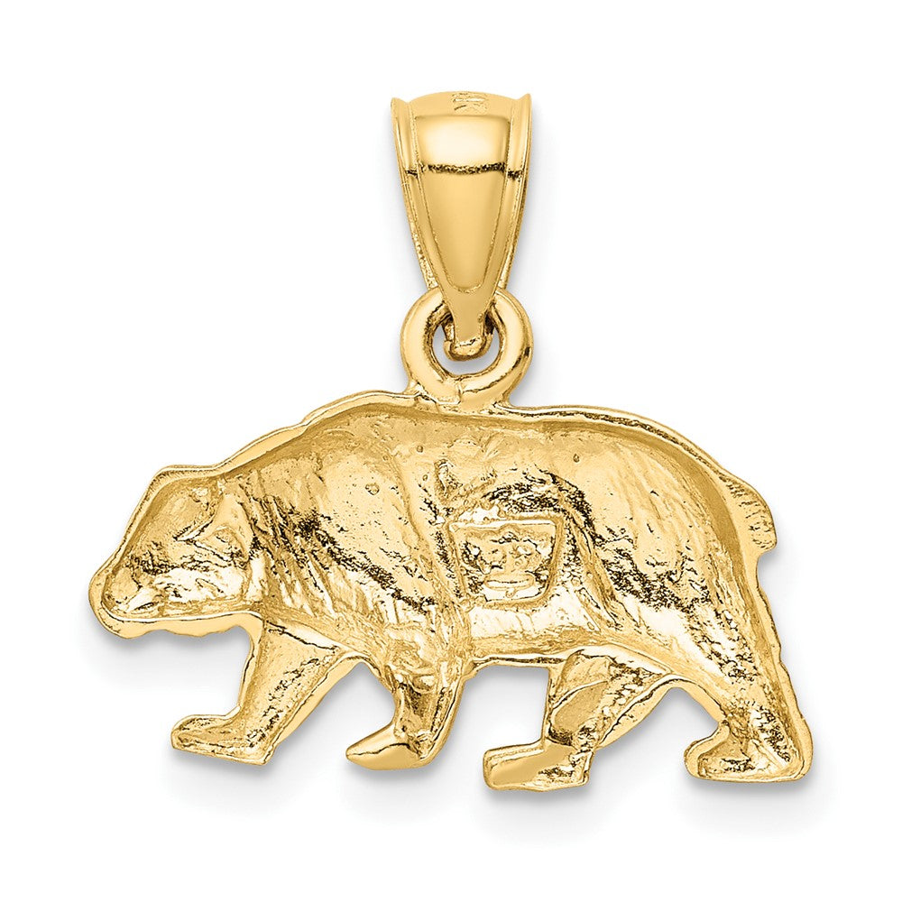 10K Yellow Gold 10K Diamond-Cut Bear Pendant