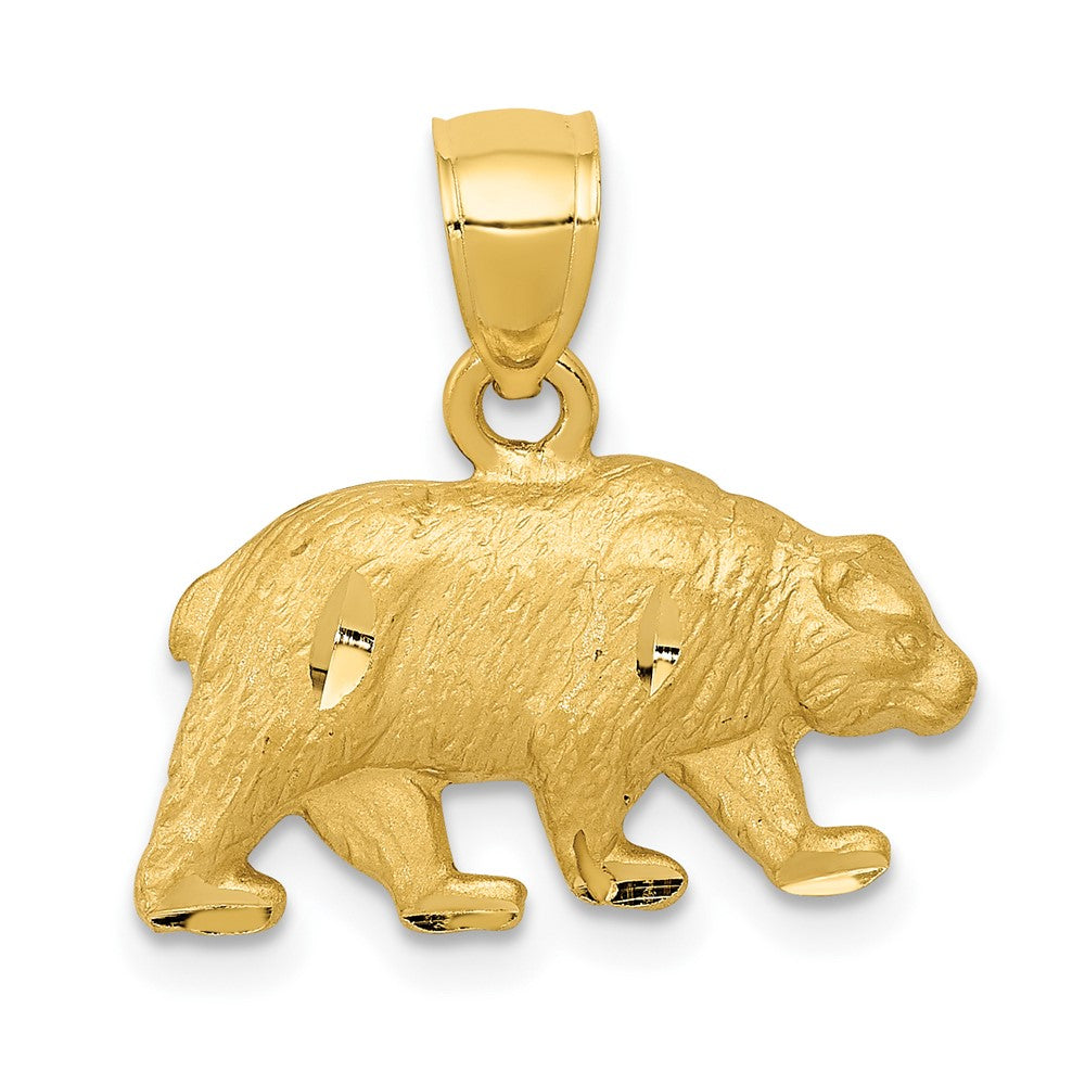 10K Yellow Gold 10K Diamond-Cut Bear Pendant