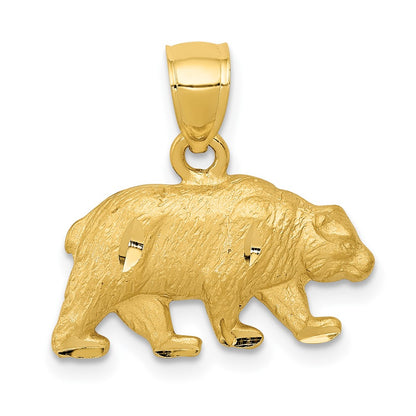 10K Yellow Gold 10K Diamond-Cut Bear Pendant