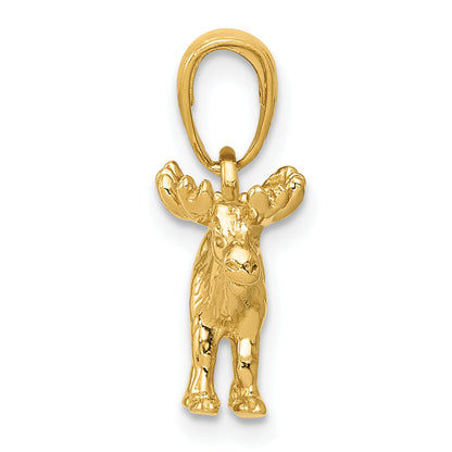 10K Yellow Gold 3-D Moose Pendant