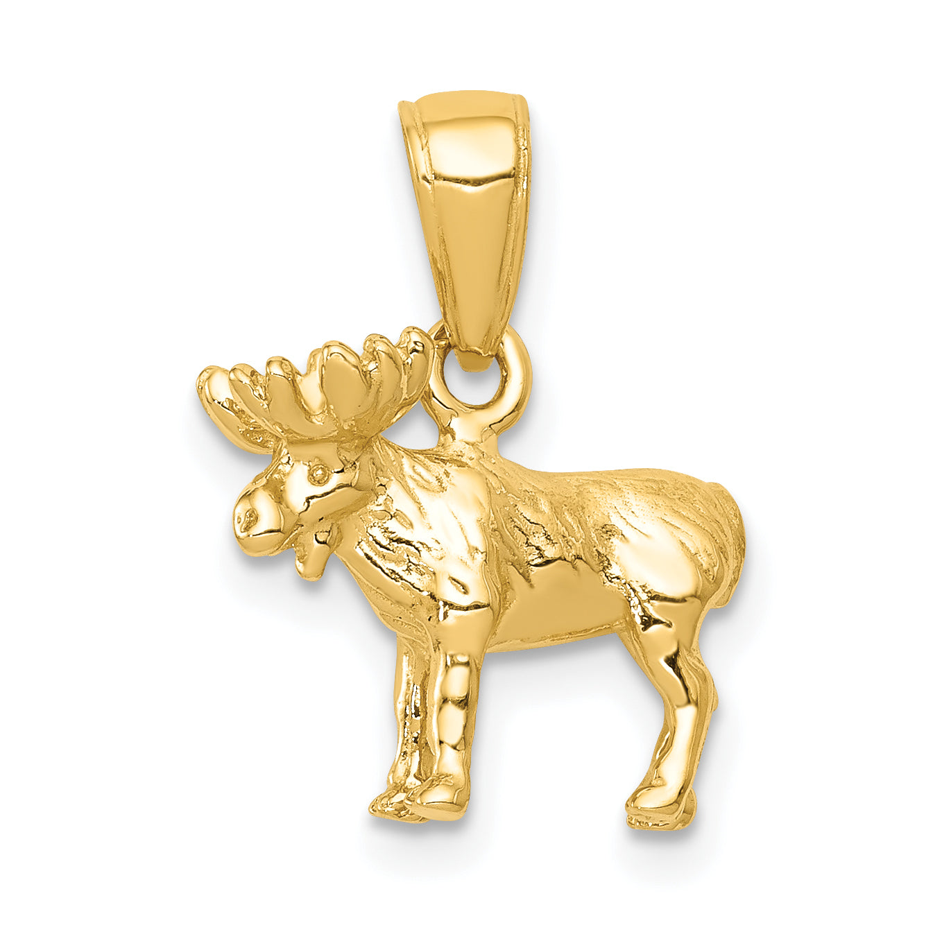 10K Yellow Gold 3-D Moose Pendant
