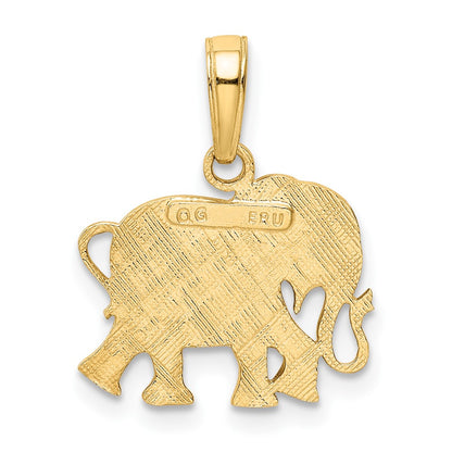 10K Yellow Gold Textured Elephant Pendant