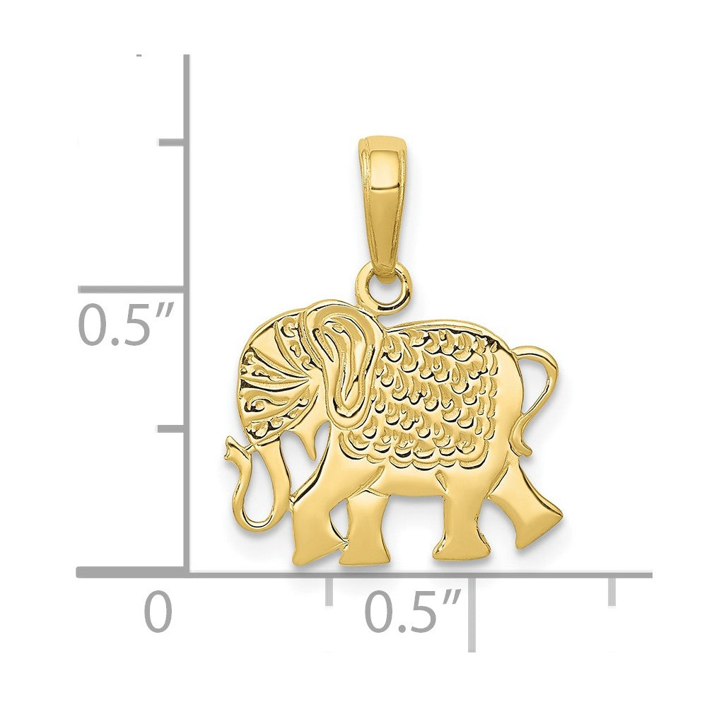 10K Yellow Gold Textured Elephant Pendant