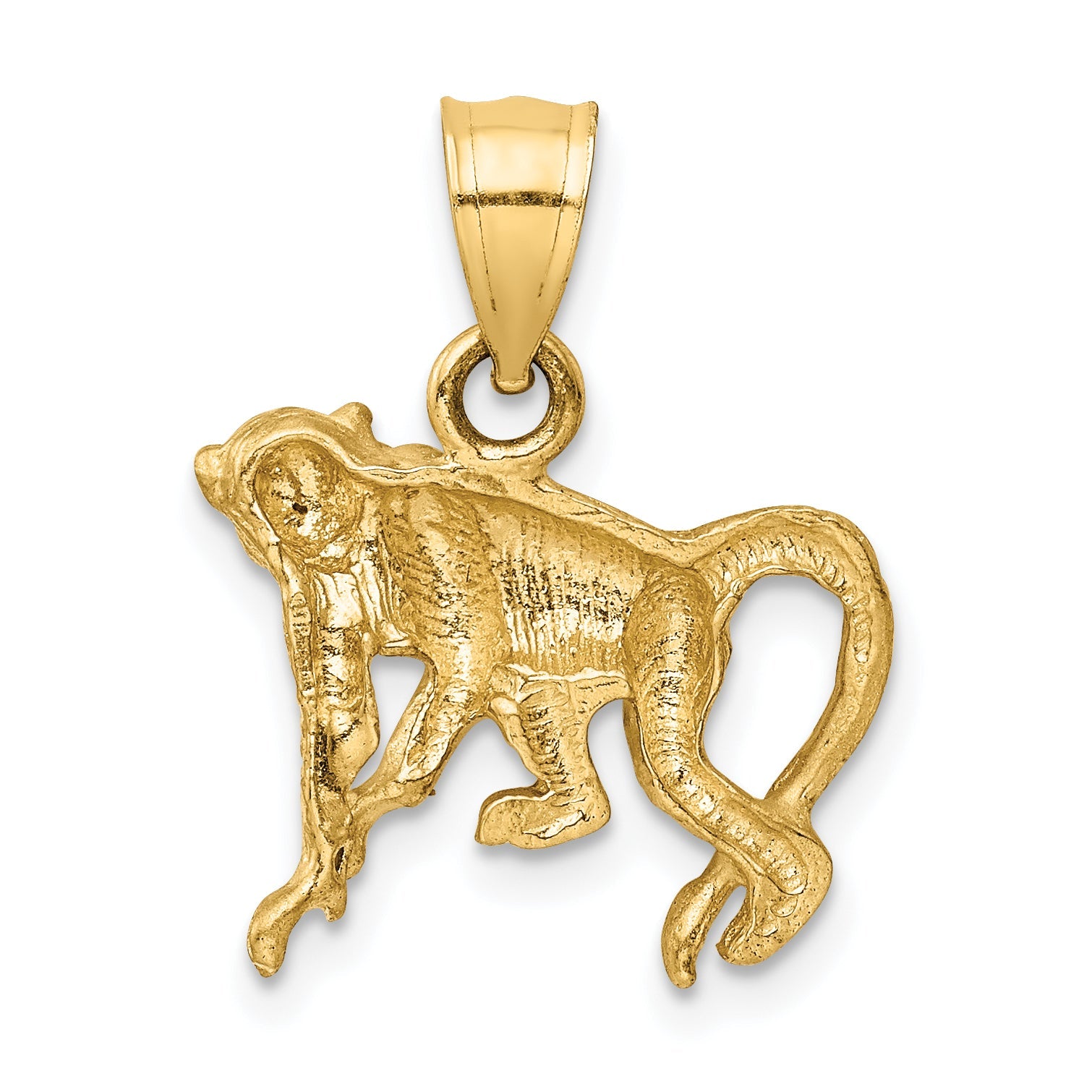 10K Yellow Gold 10K Diamond-Cut Monkey Pendant
