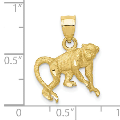 10K Yellow Gold 10K Diamond-Cut Monkey Pendant
