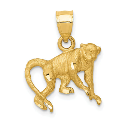 10K Yellow Gold 10K Diamond-Cut Monkey Pendant