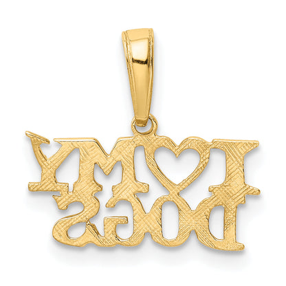 10K Yellow Gold 10K I Heart My Dogs Pendant