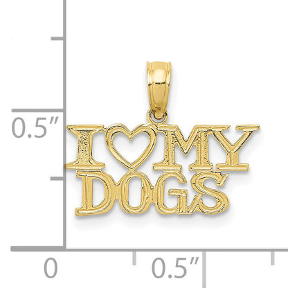 10K Yellow Gold 10K I Heart My Dogs Pendant