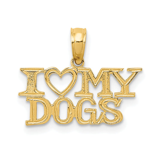 10K Yellow Gold 10K I Heart My Dogs Pendant