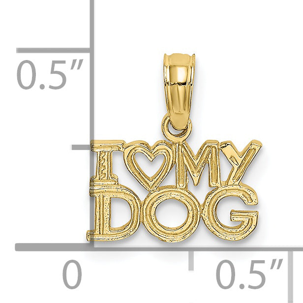10K Yellow Gold I Heart My Dog Charm