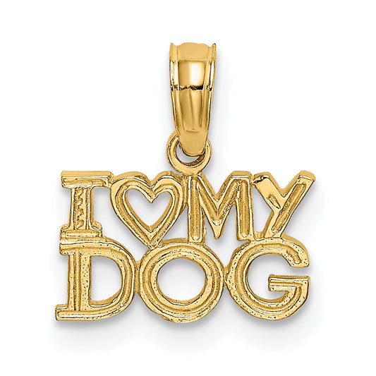 10K Yellow Gold I Heart My Dog Charm