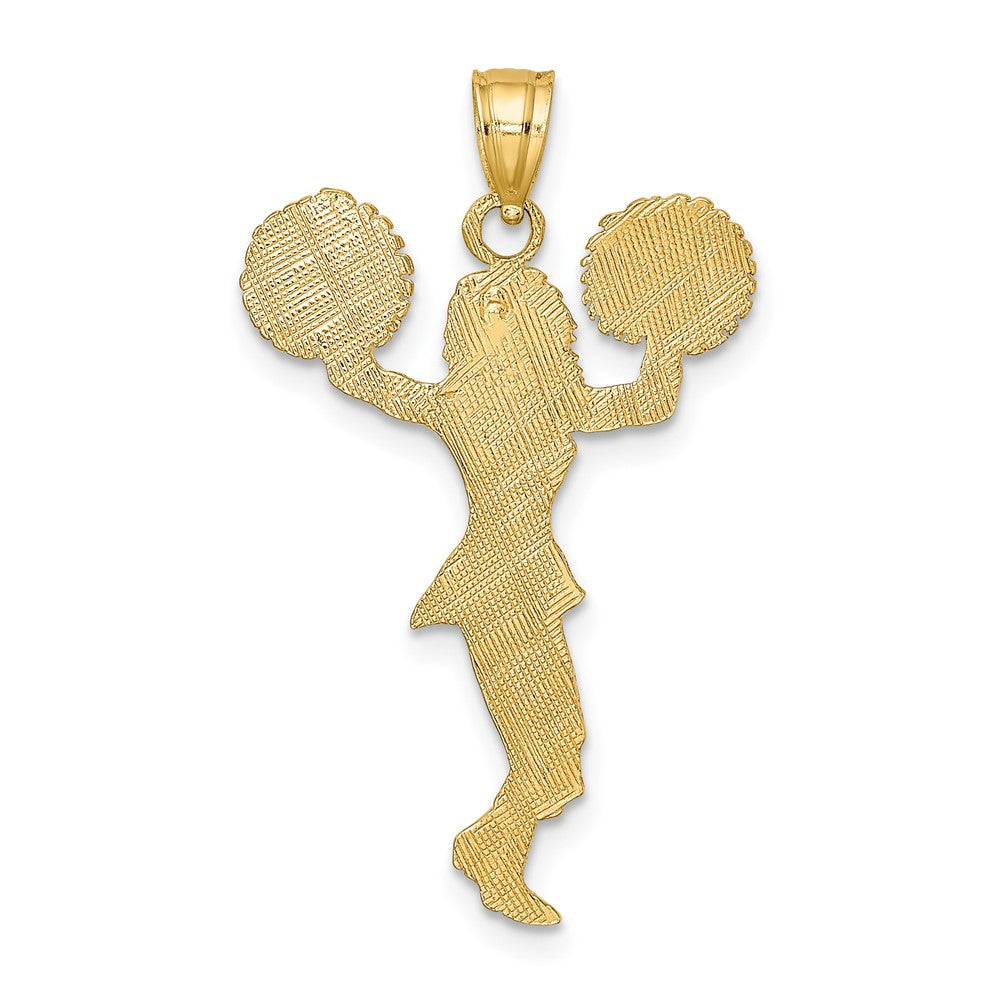 10K Yellow Gold Cheerleader W/Pom-Poms Charm