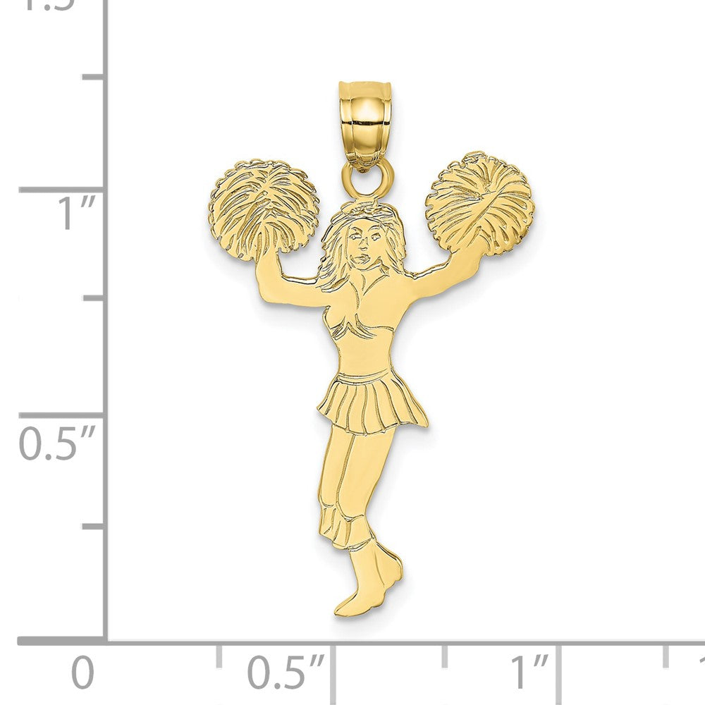 10K Yellow Gold Cheerleader W/Pom-Poms Charm