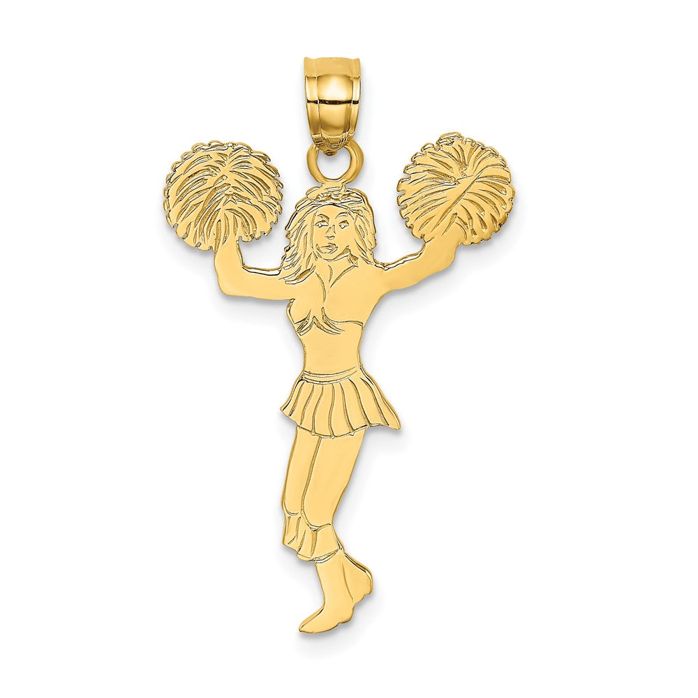 10K Yellow Gold Cheerleader W/Pom-Poms Charm