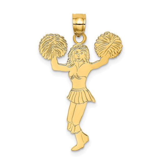 10K Yellow Gold Cheerleader W/Pom-Poms Charm