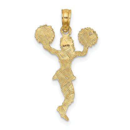 10K Yellow Gold 10K Cheerleader With Pom-Poms Pendant