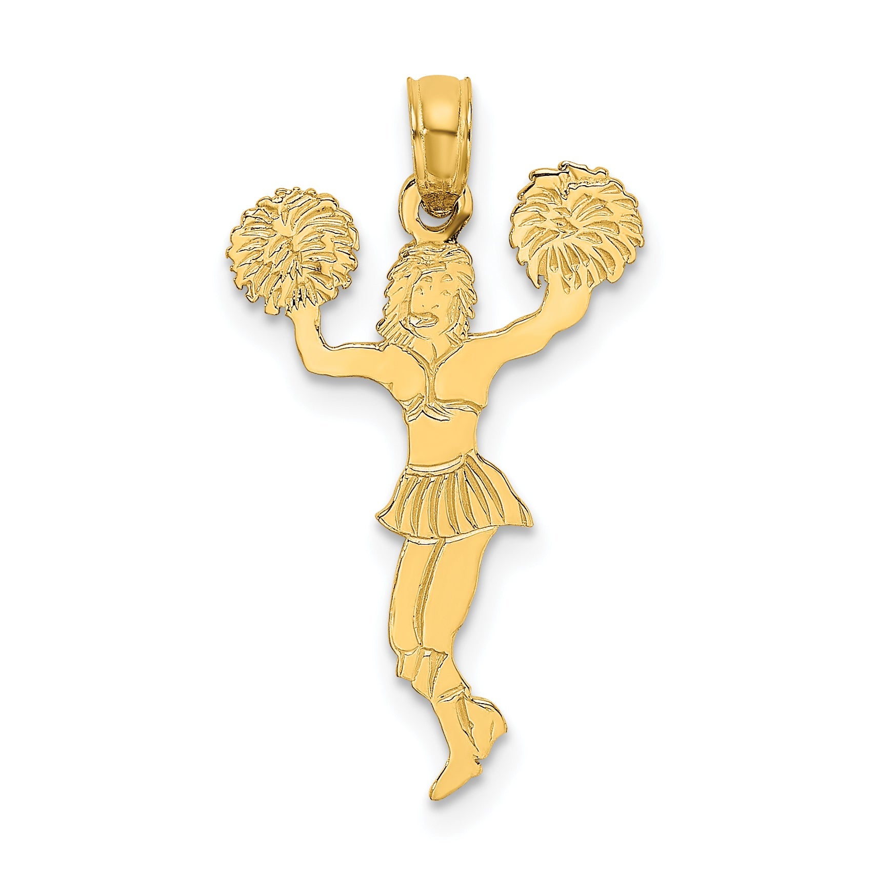 10K Yellow Gold 10K Cheerleader With Pom-Poms Pendant