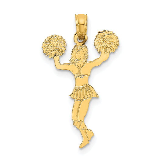 10K Yellow Gold 10K Cheerleader With Pom-Poms Pendant