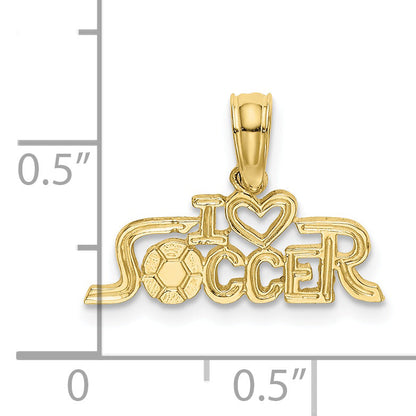 10K Yellow Gold 10K I Heart Soccer Charm