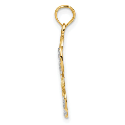 10K Yellow W/Rhodium Love Angel Pendant