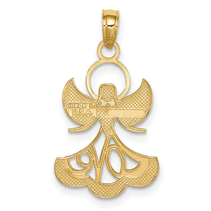 10K Yellow W/Rhodium Love Angel Pendant