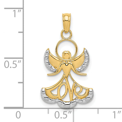 10K Yellow W/Rhodium Love Angel Pendant