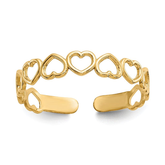 10K Yellow Gold Open Hearts Toe Ring