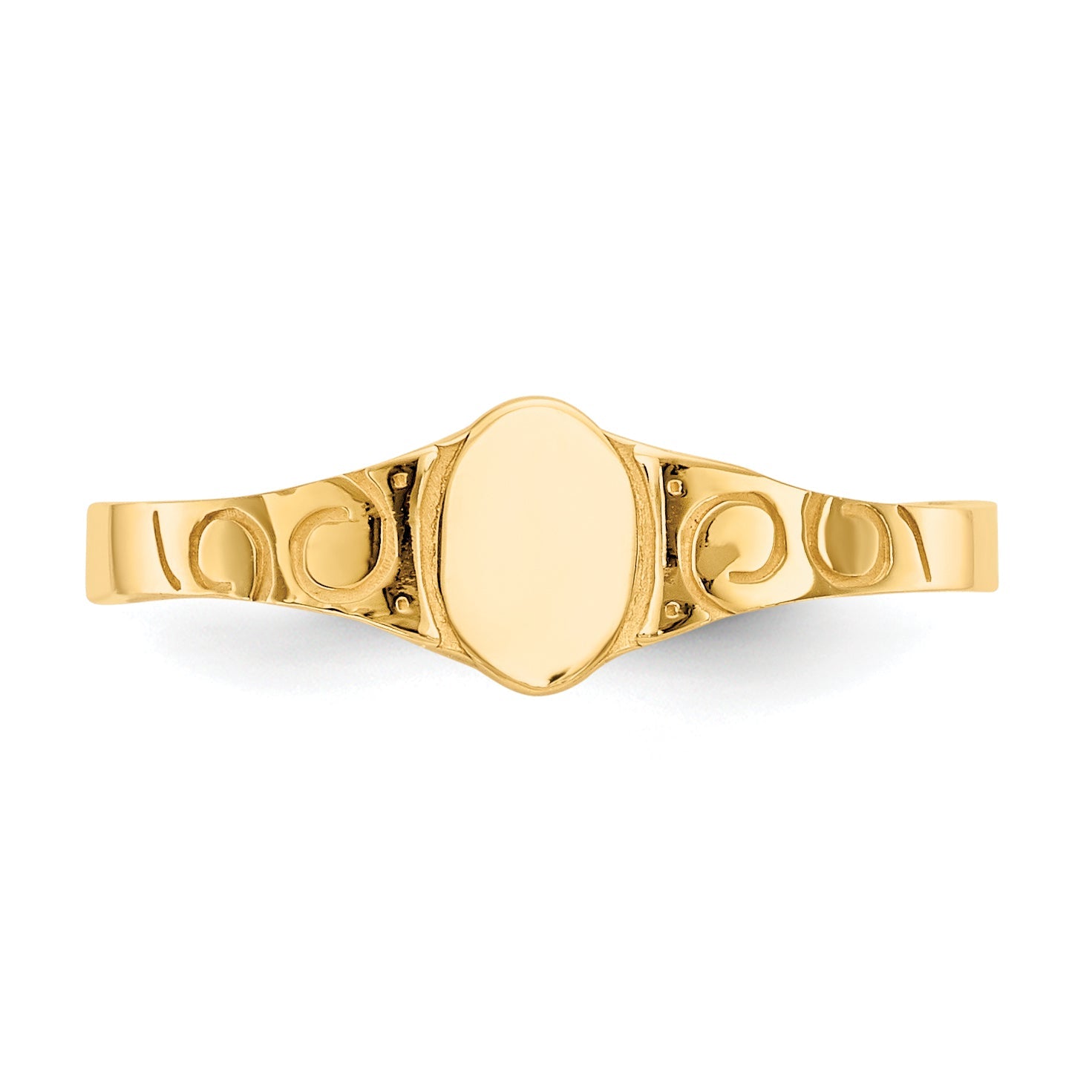 10K Yellow Gold Polished Oval Child'S Signet Ring