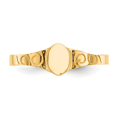 10K Yellow Gold Polished Oval Child'S Signet Ring