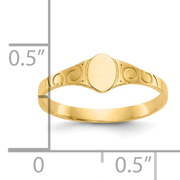 10K Yellow Gold Polished Oval Child'S Signet Ring