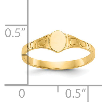 10K Yellow Gold Polished Oval Child'S Signet Ring