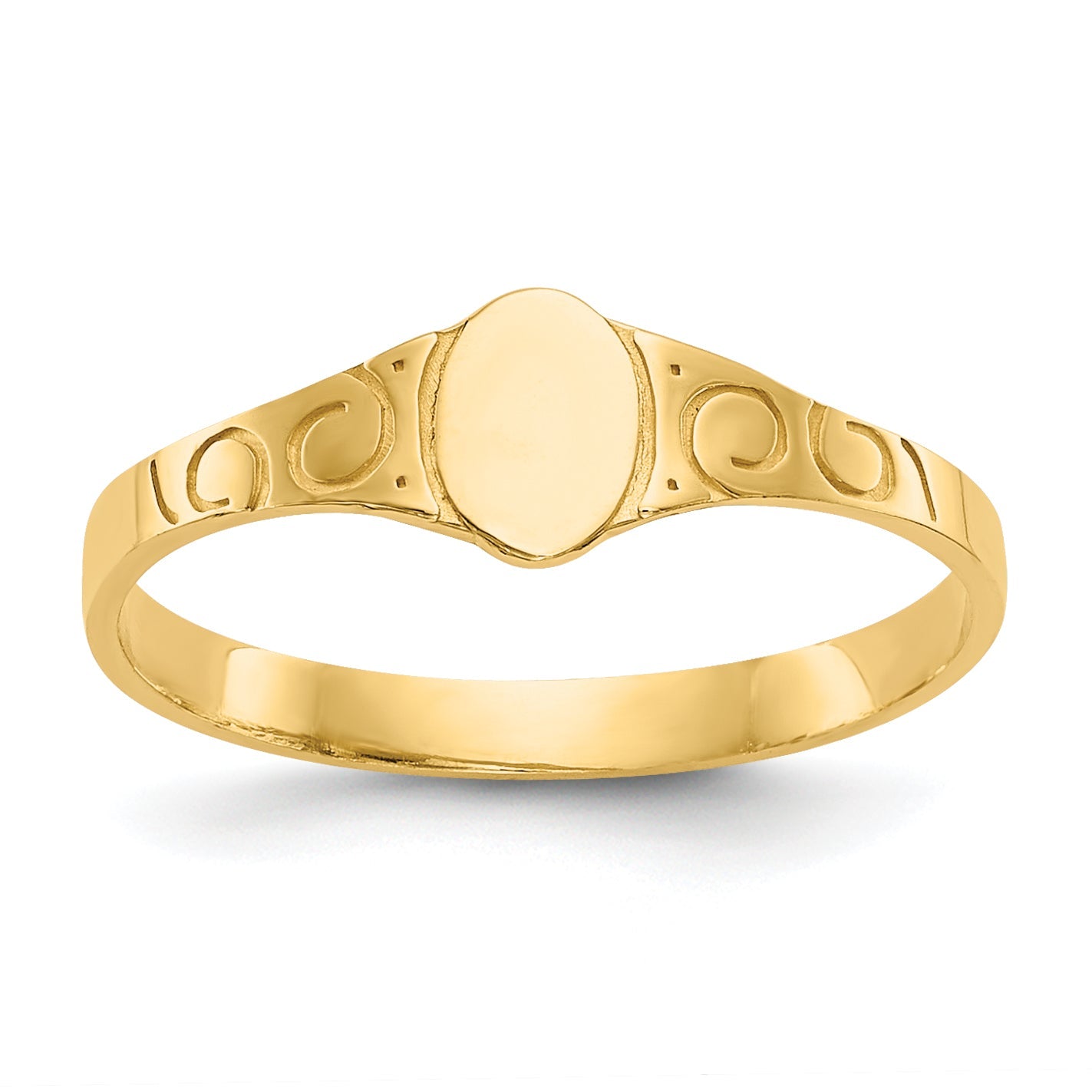 10K Yellow Gold Polished Oval Child'S Signet Ring