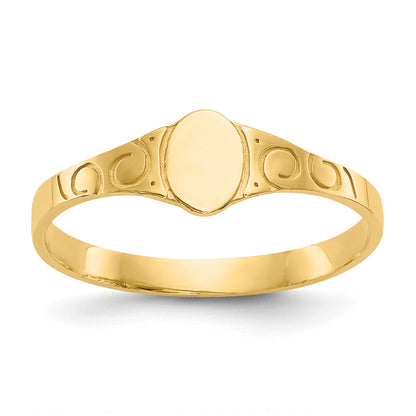 10K Yellow Gold Polished Oval Child'S Signet Ring