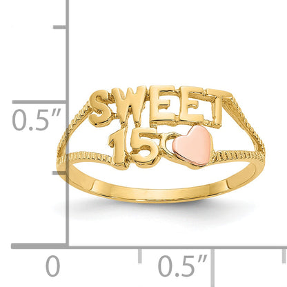 10K Two-Tone 10K Sweet 15 Heart Ring