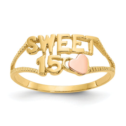10K Two-Tone 10K Sweet 15 Heart Ring