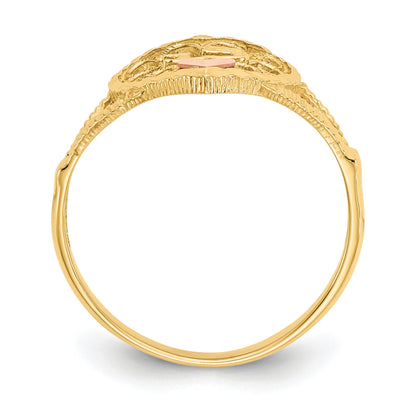 10K Two-Tone 10K Diamond Cut 15 Heart Ring