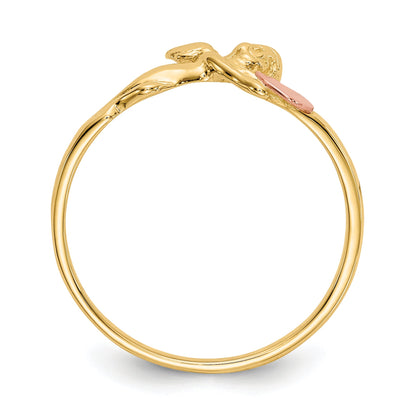 10K Two-Tone 10K Angel & Satin Heart Ring