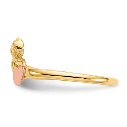 10K Two-Tone 10K Angel & Satin Heart Ring