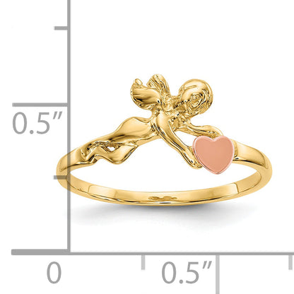 10K Two-Tone 10K Angel & Satin Heart Ring