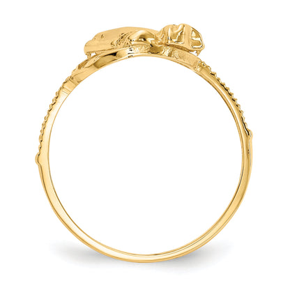 10K Two-Tone 10K Diamond Cut Praying Hands Cross Ring