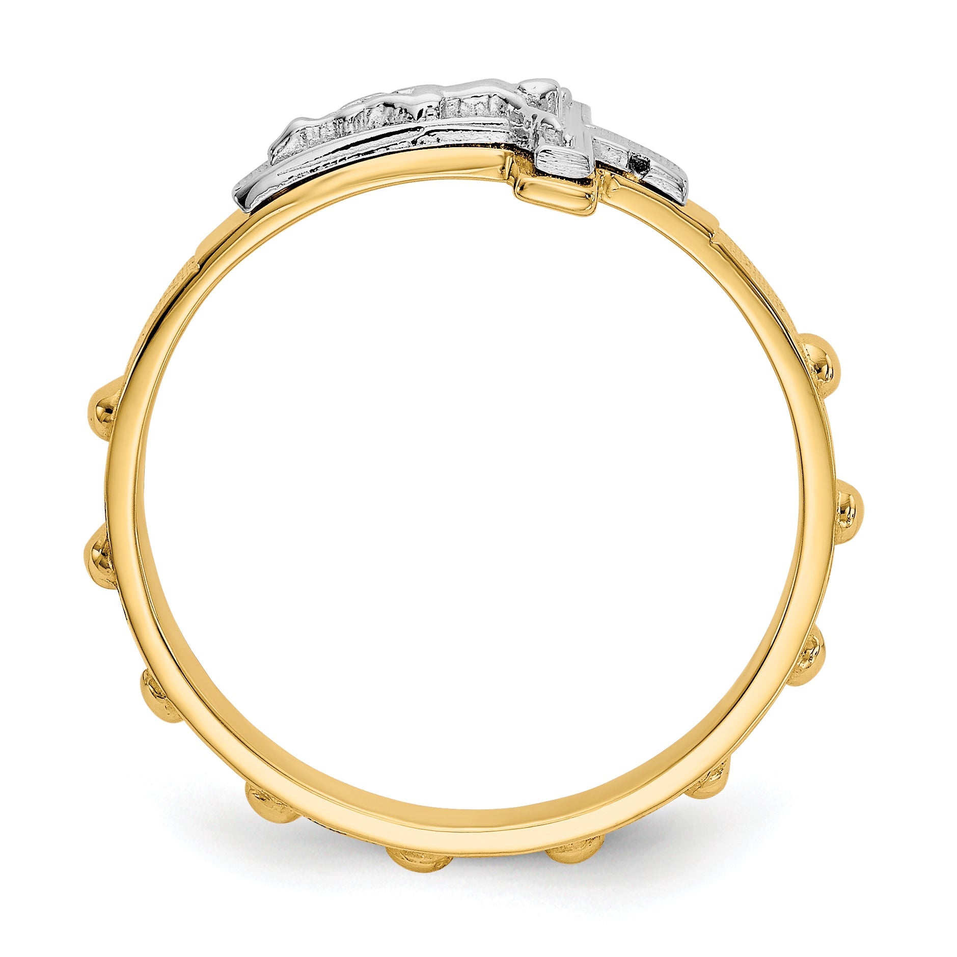 10K Two-Tone 10K Crucifix Rosary Ring
