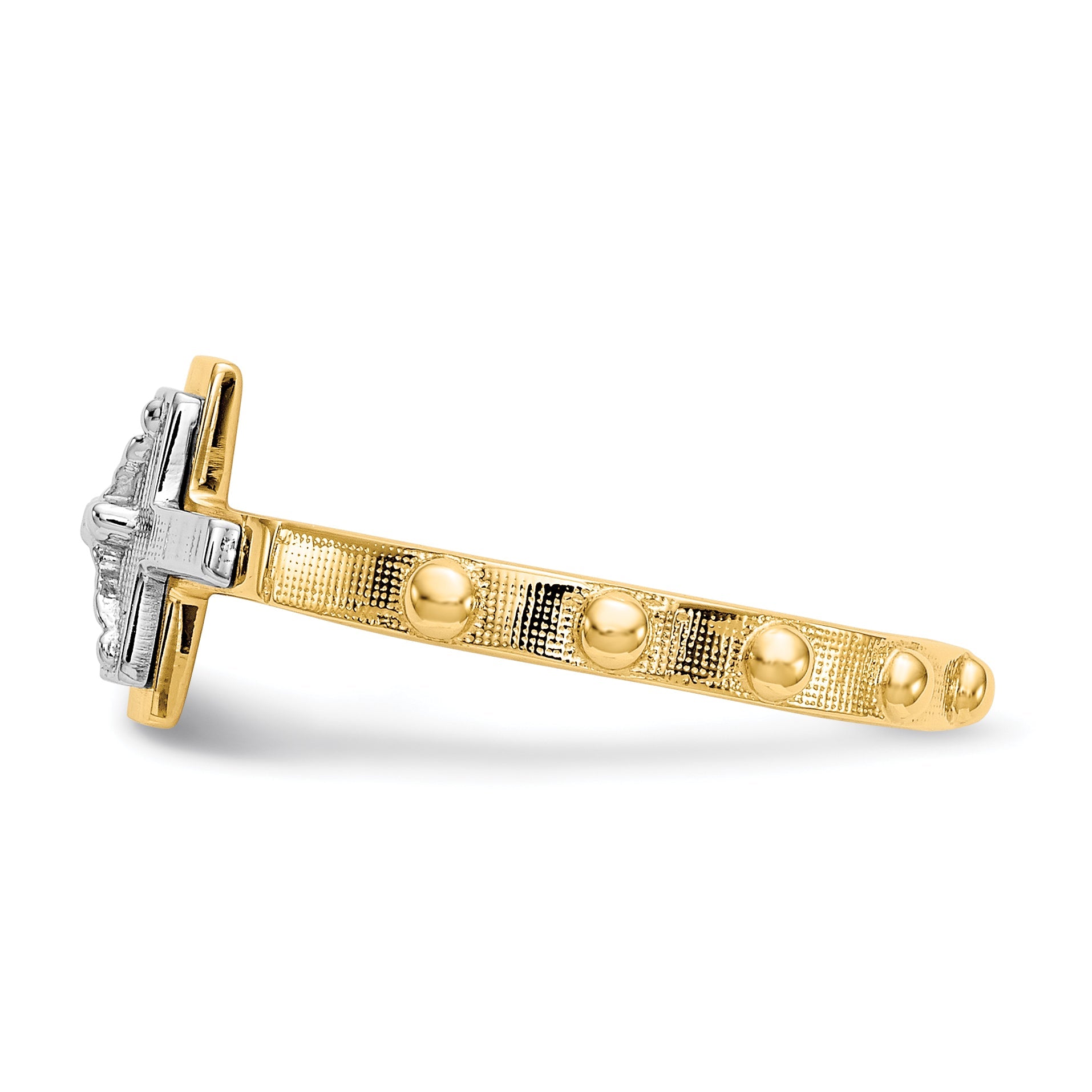 10K Two-Tone 10K Crucifix Rosary Ring