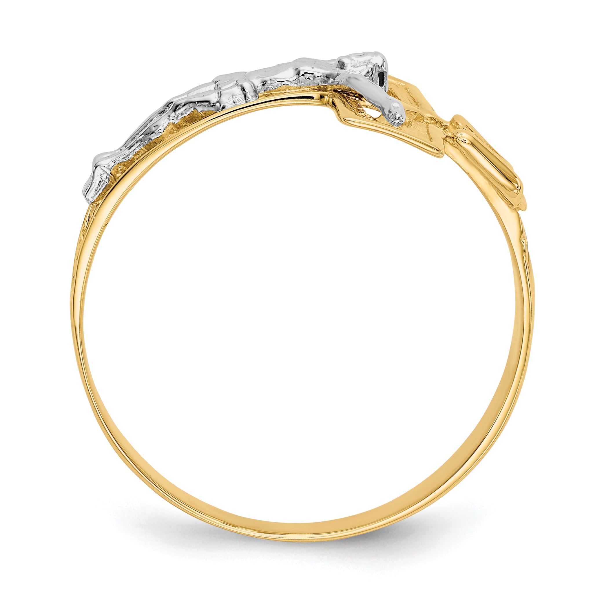 10K Two-Tone 10K Crucifix Men'S Ring