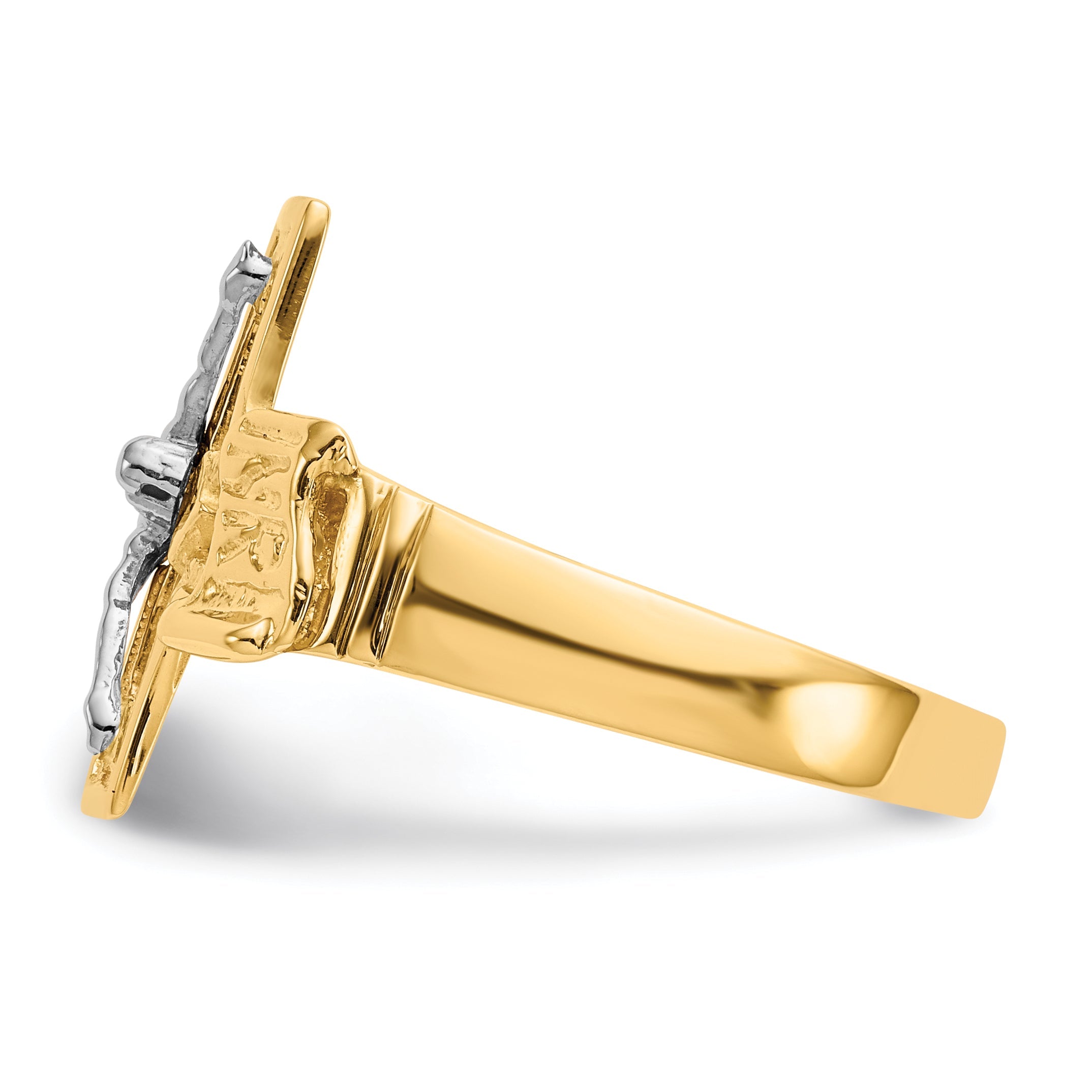 10K Two-Tone 10K Crucifix Men'S Ring