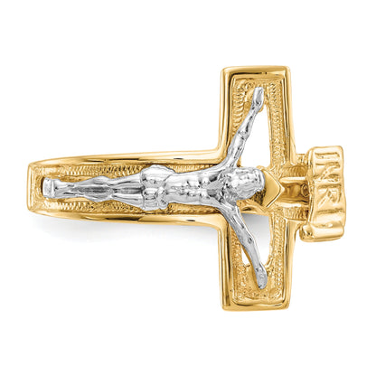 10K Two-Tone 10K Crucifix Men'S Ring